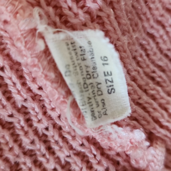 Vintage Coral Peach Cartigan open front Drawstring Sweater 16 circa 1960 Salmon - Picture 4 of 4